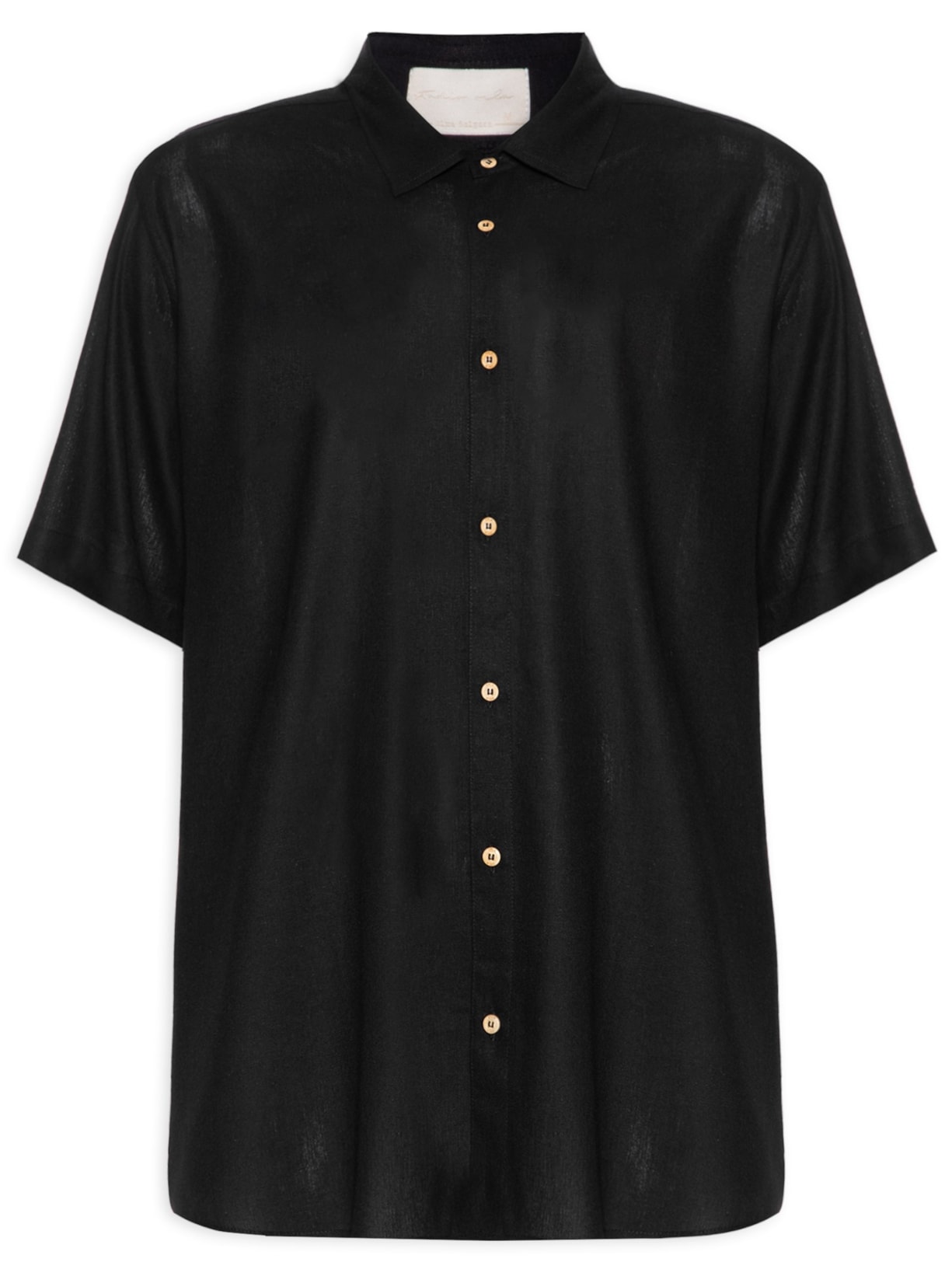 Camisa Masculina Linho Básica - Preto