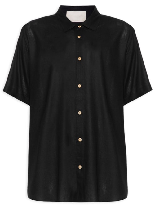 Camisa Masculina Linho Básica - Preto