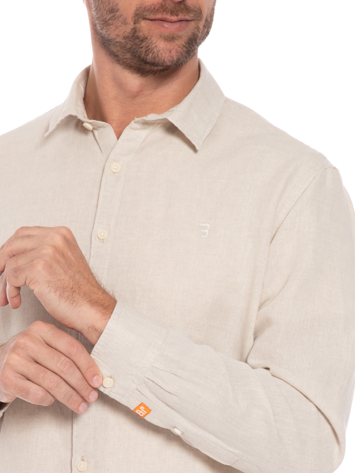 Camisa Masculina Linho Bege Jab