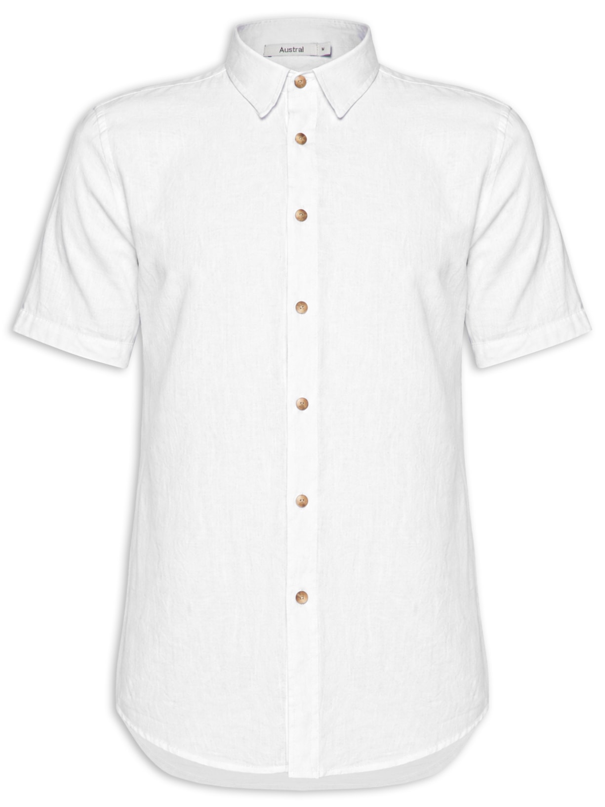 Camisa Masculina Linho Belize Manga Curta Branco Austral