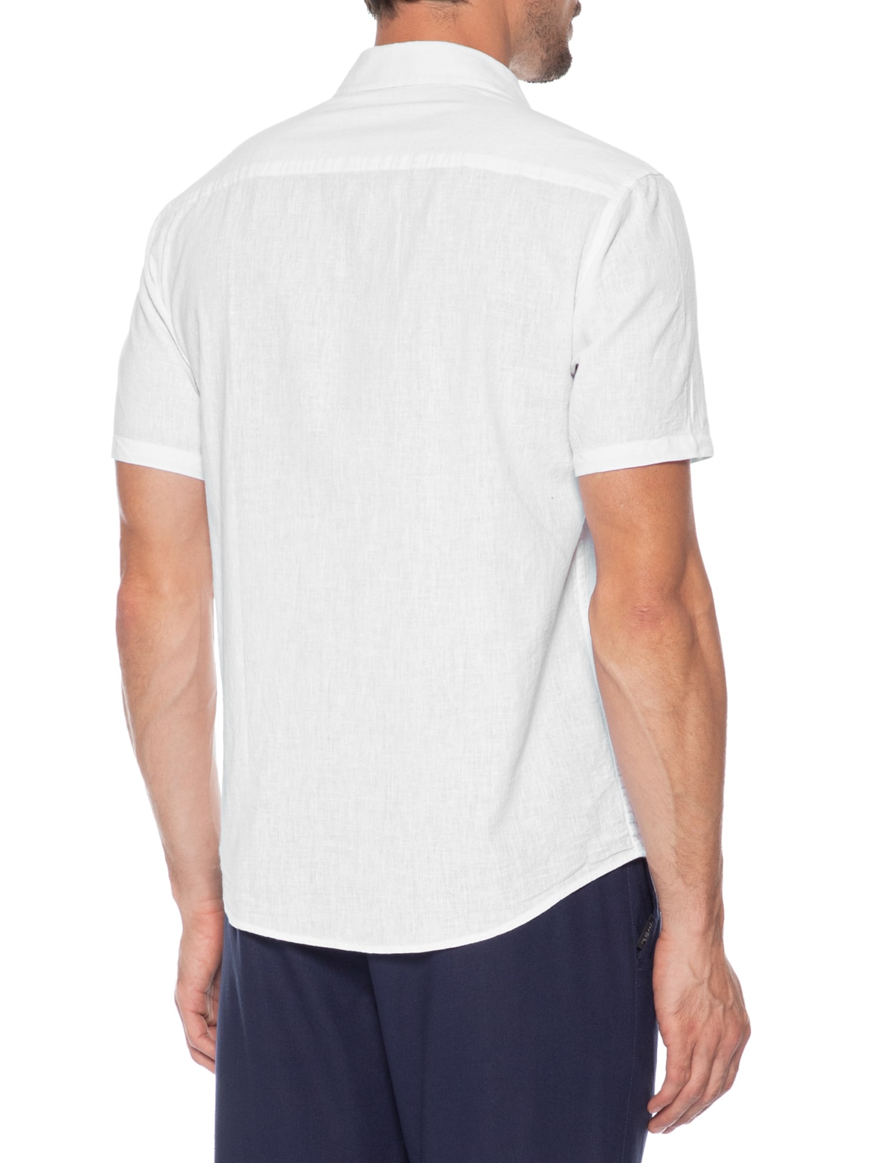 Camisa Masculina Linho Belize Manga Curta Branco Austral