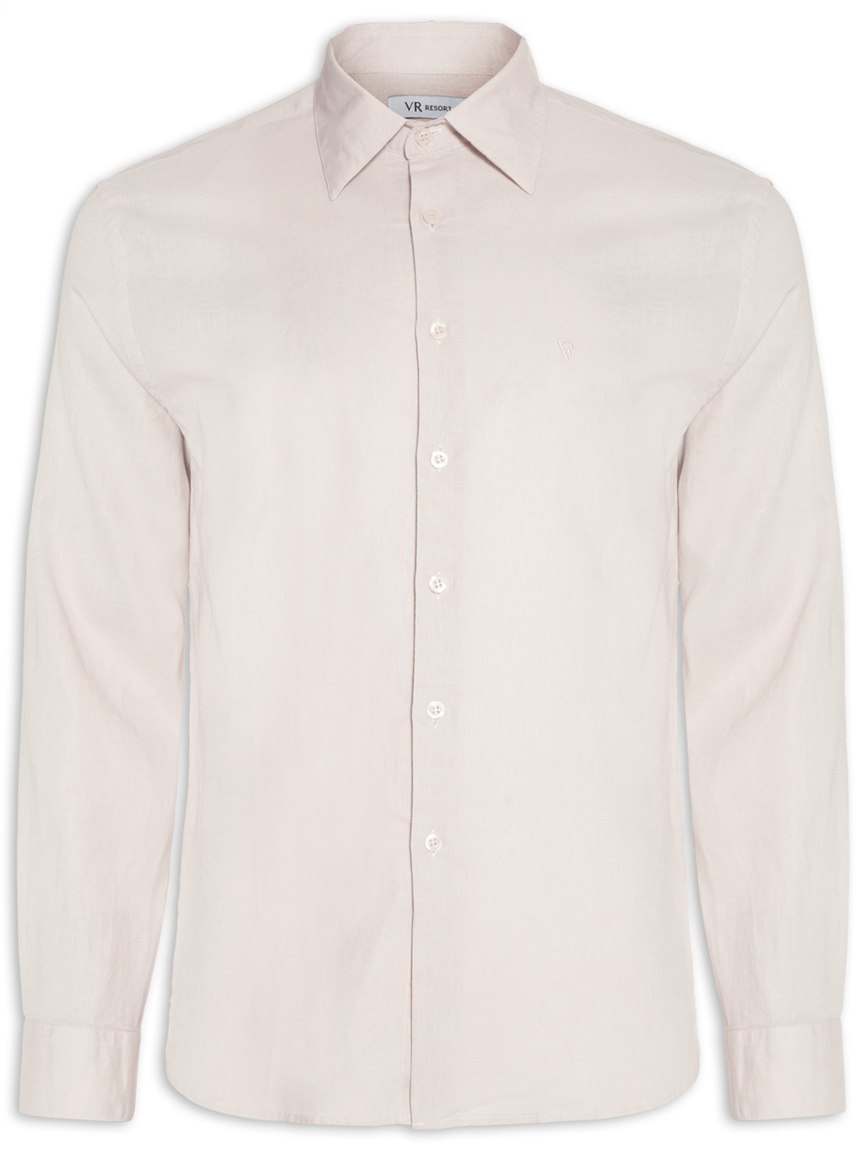 Camisa Masculina Linho Bld Unicollor Clss Antmc - Bege