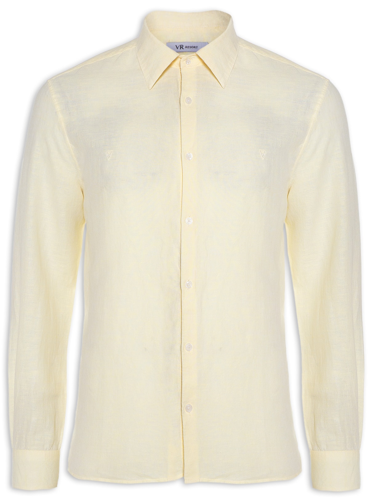 Camisa Masculina Linho Blend Cross Dye Manga Longa - Amarelo