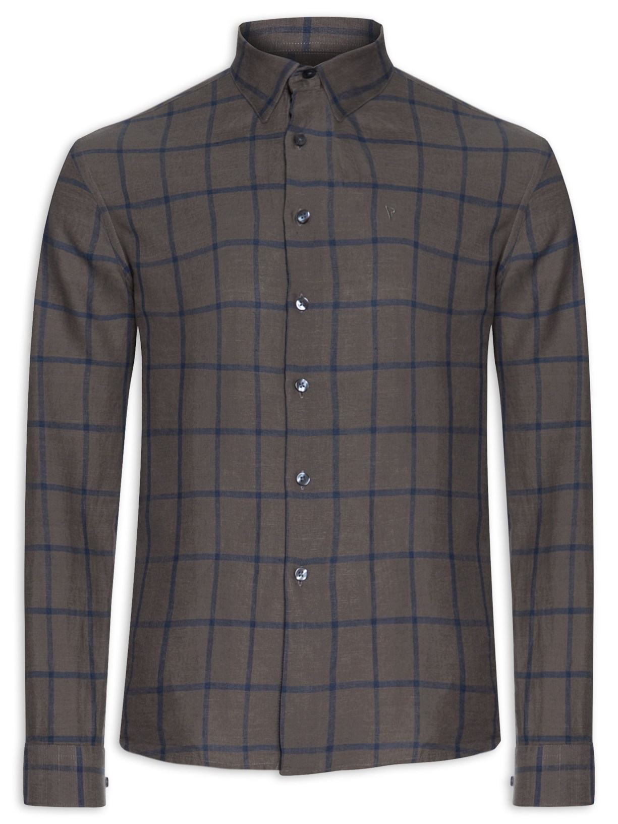 Camisa Masculina Linho Blend Ft Flore Classic Irish - Cinza