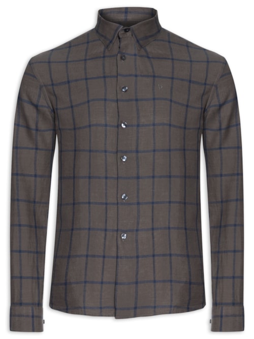 Camisa Masculina Linho Blend Ft Flore Classic Irish - Cinza