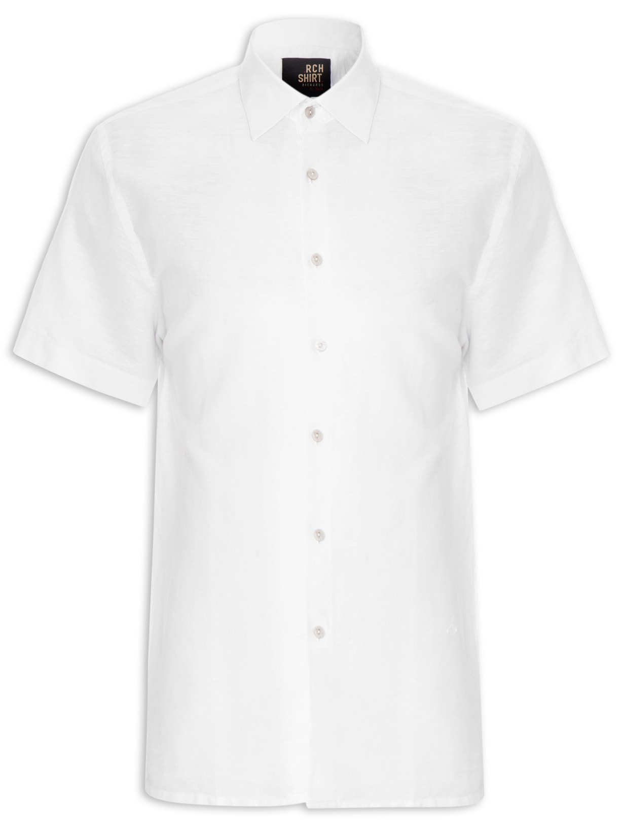 Camisa Masculina Linho Blend Uni Manga Curta - Branco