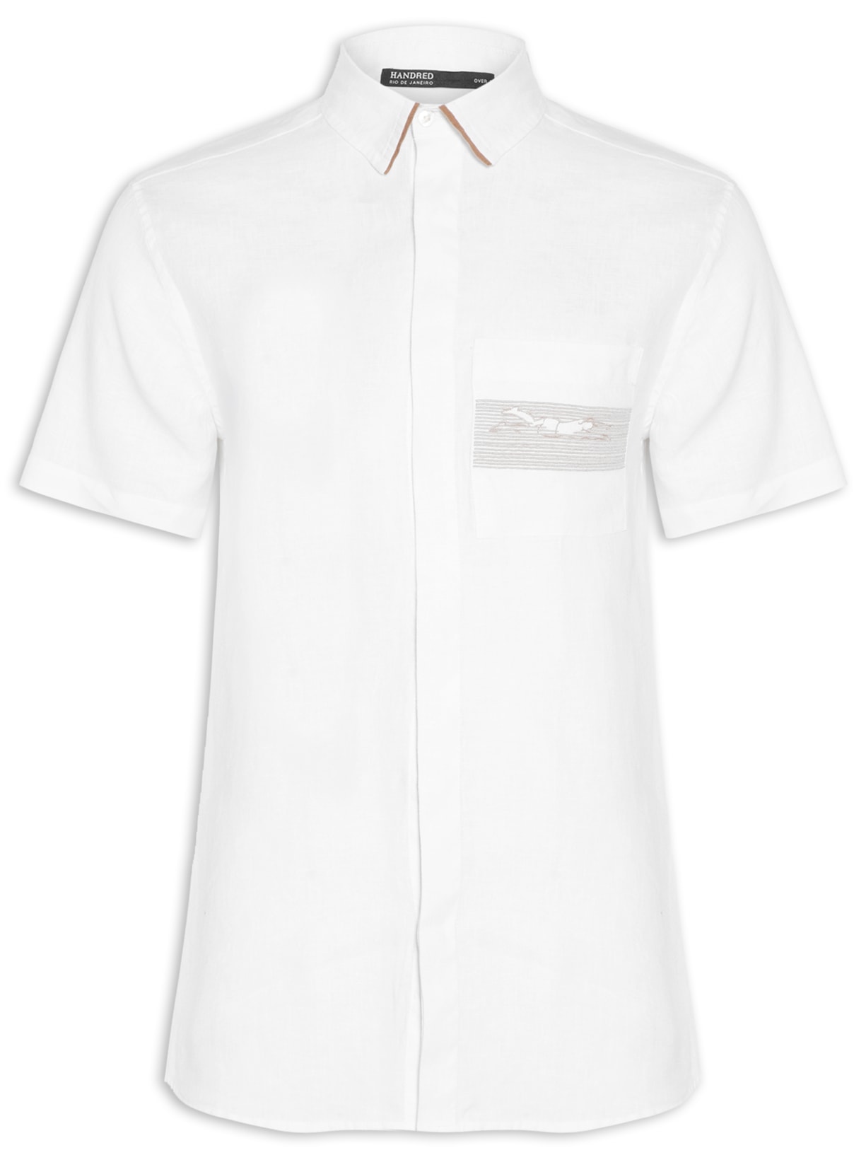 Camisa Masculina Linho Bordado Nado - Branco