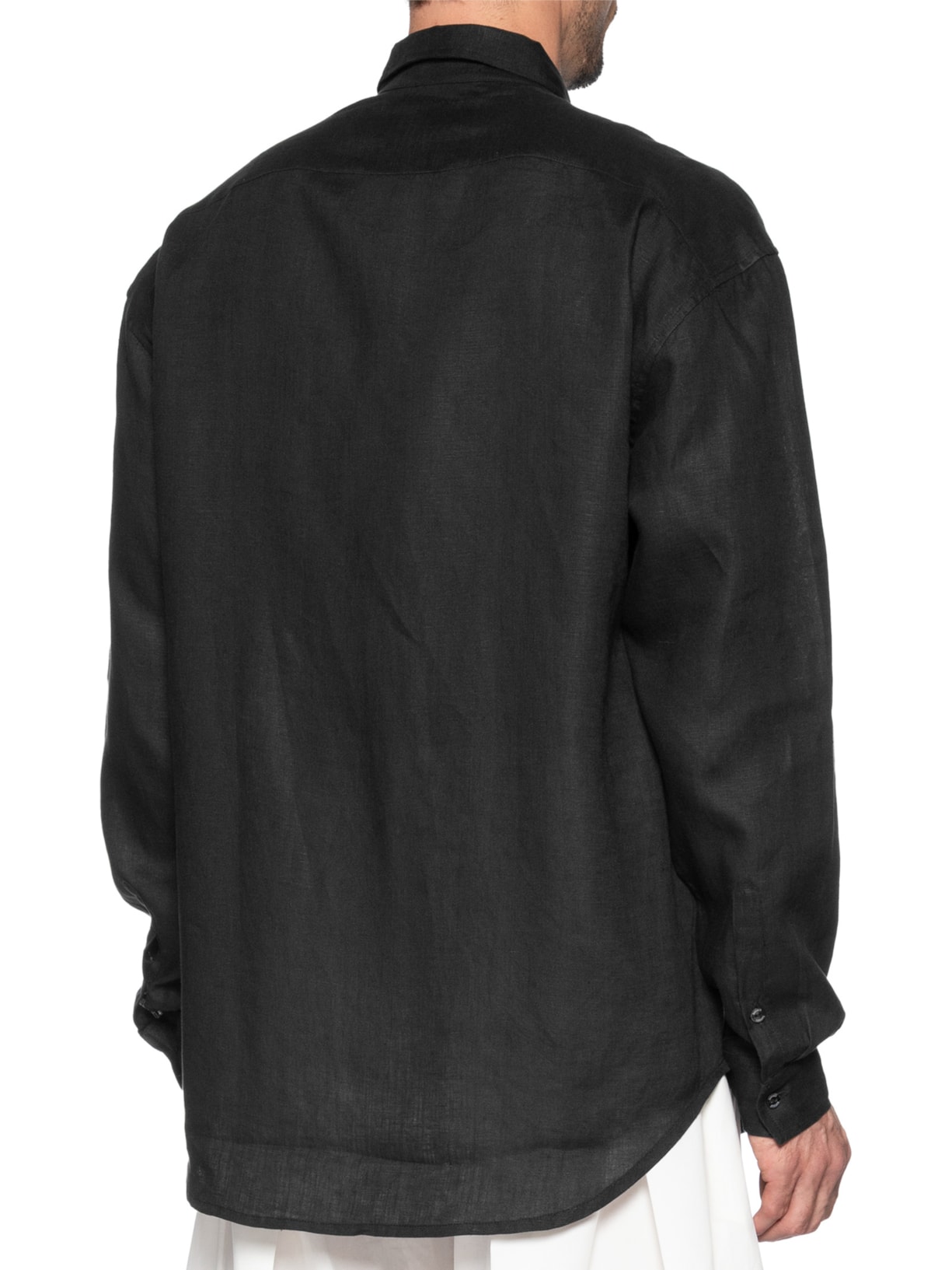 Camisa Masculina Linho Bordado Pouso Preto Handred