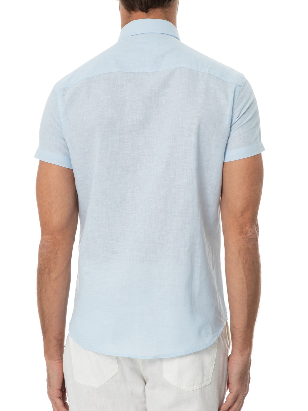 Camisa Masculina Linho Casual Azul Sergio K