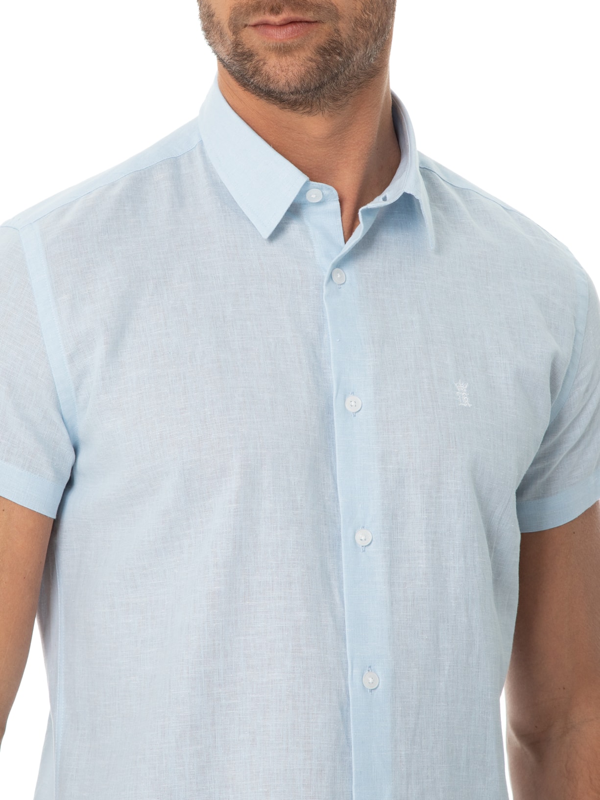 Camisa Masculina Linho Casual Azul Sergio K