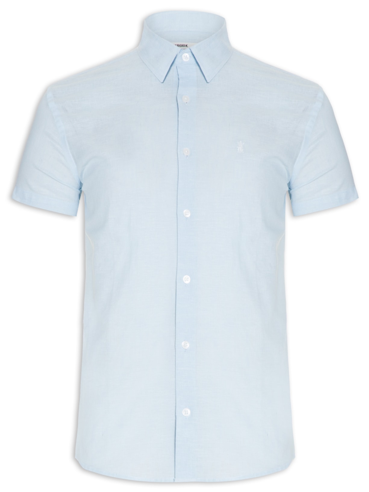 Camisa Masculina Linho Casual Azul Sergio K