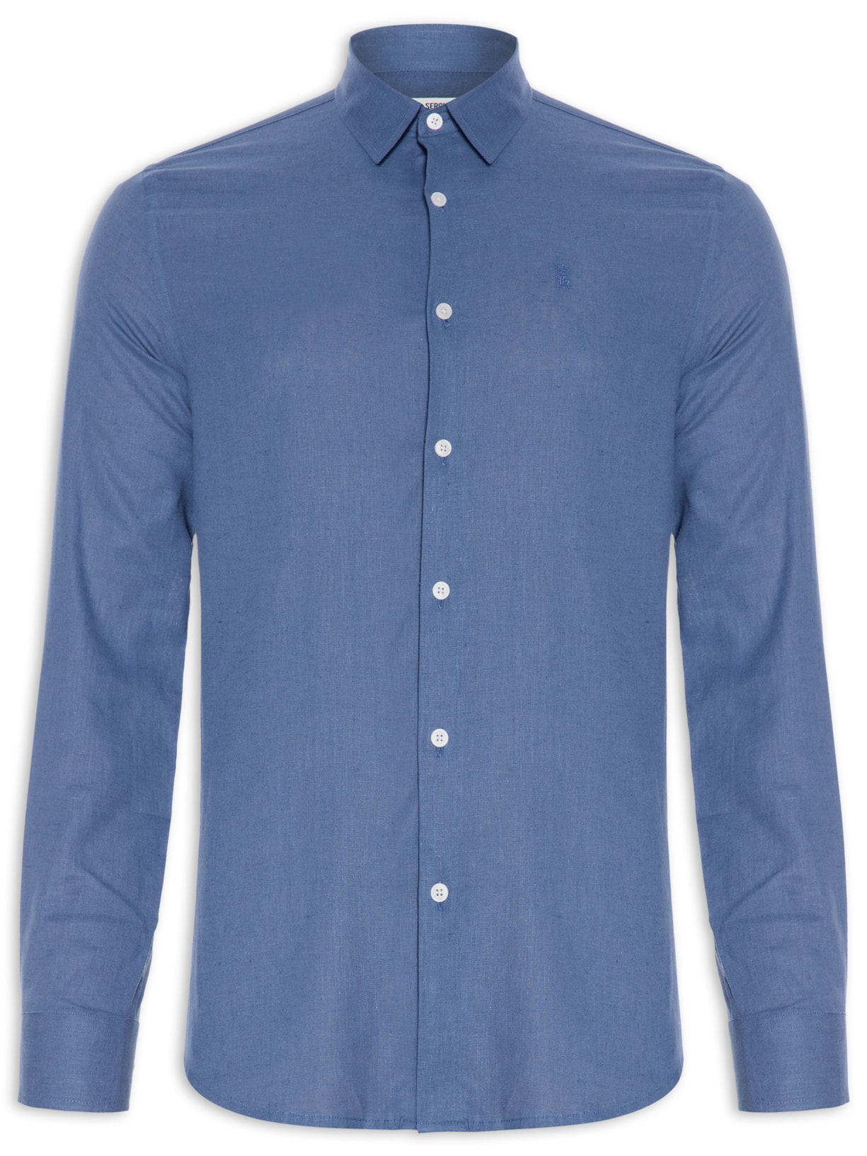 Camisa Masculina Linho Casual Azul Sergio K