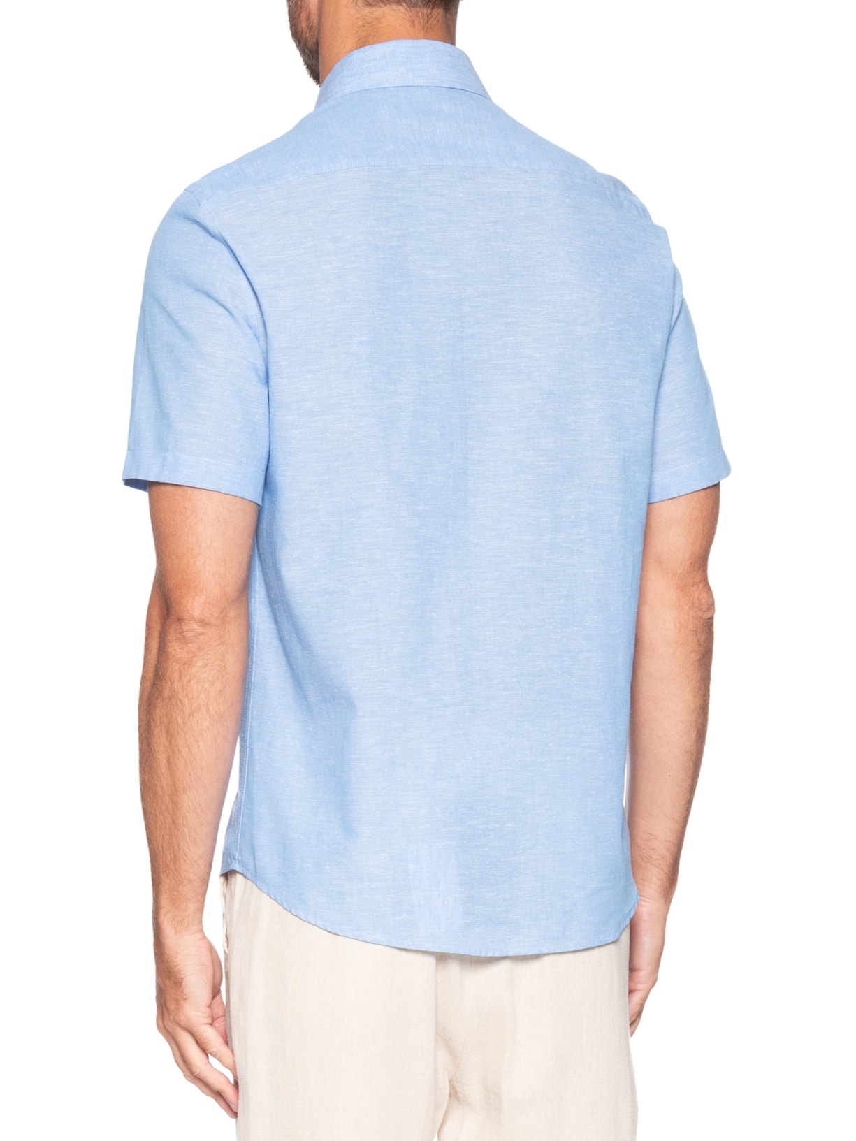 Camisa Masculina Linho Com Algodão Azul Paramount Alfaiataria