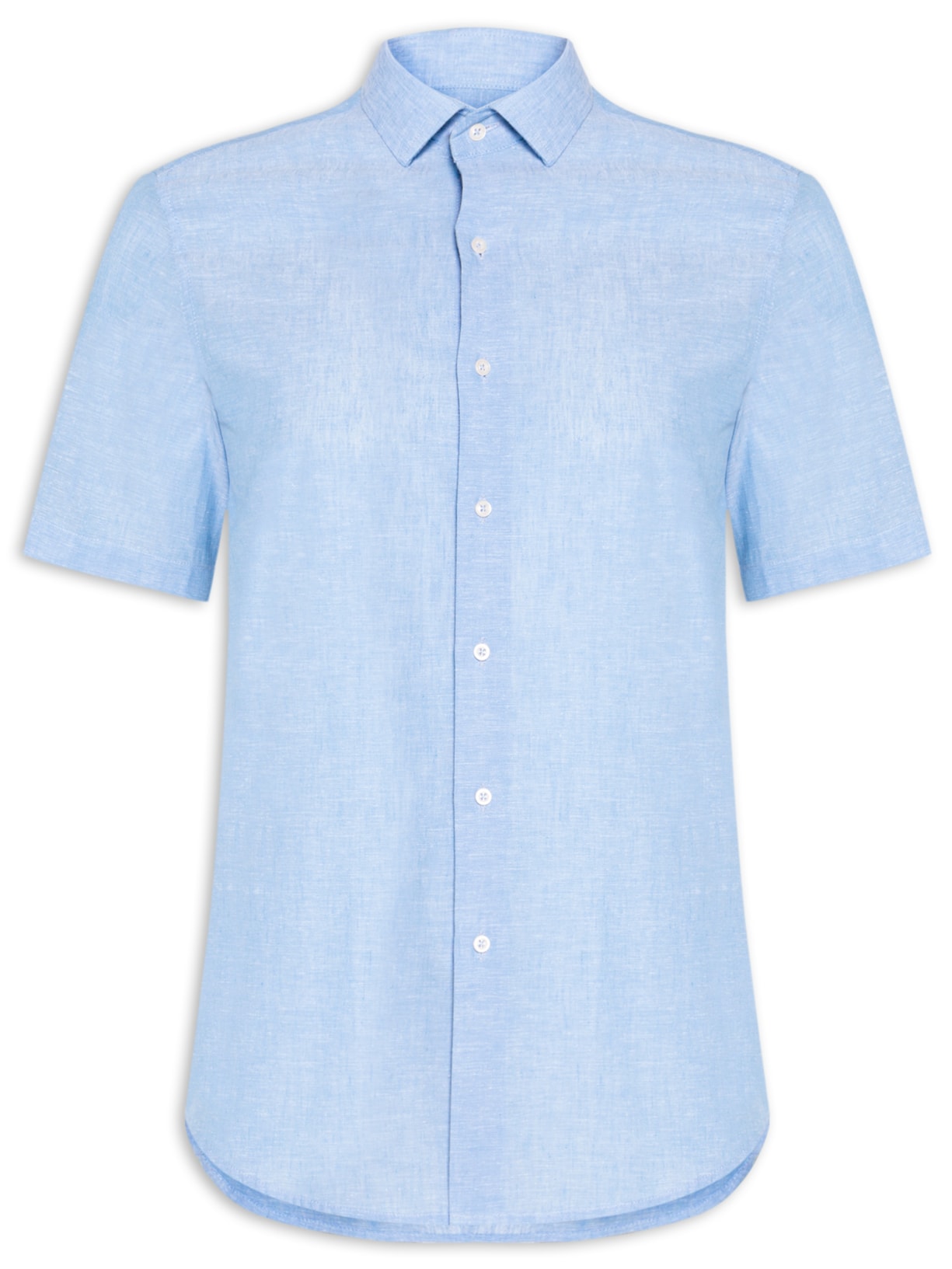 Camisa Masculina Linho Com Algodão Azul Paramount Alfaiataria