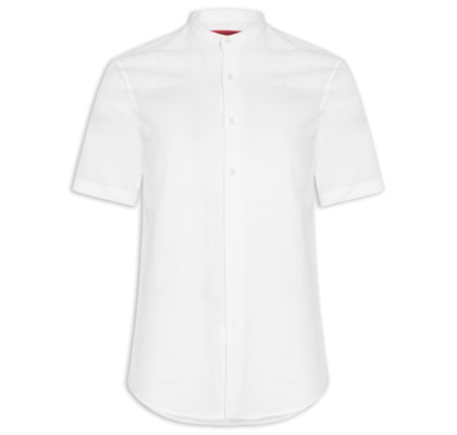 Camisa Masculina Linho Com Algodão Gola Padre - Branco