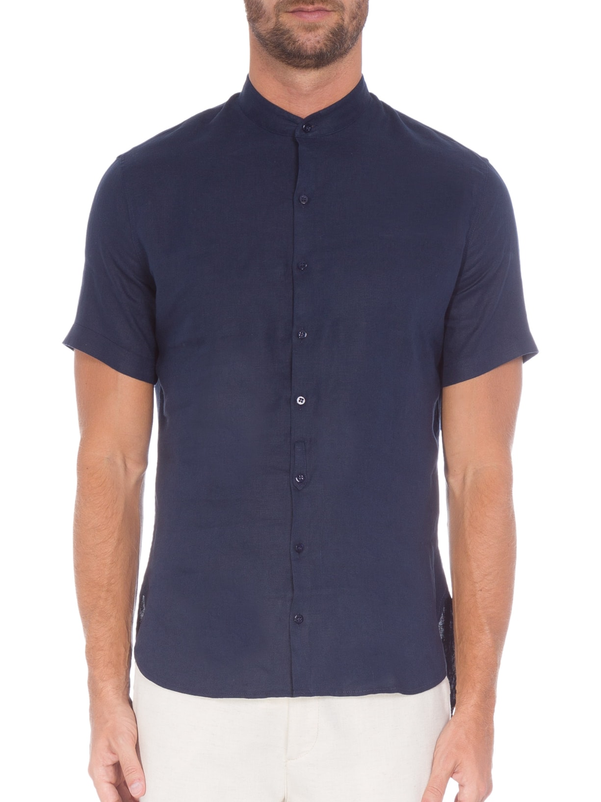 Camisa Masculina Linho Hr8 Azul Ricardo Almeida