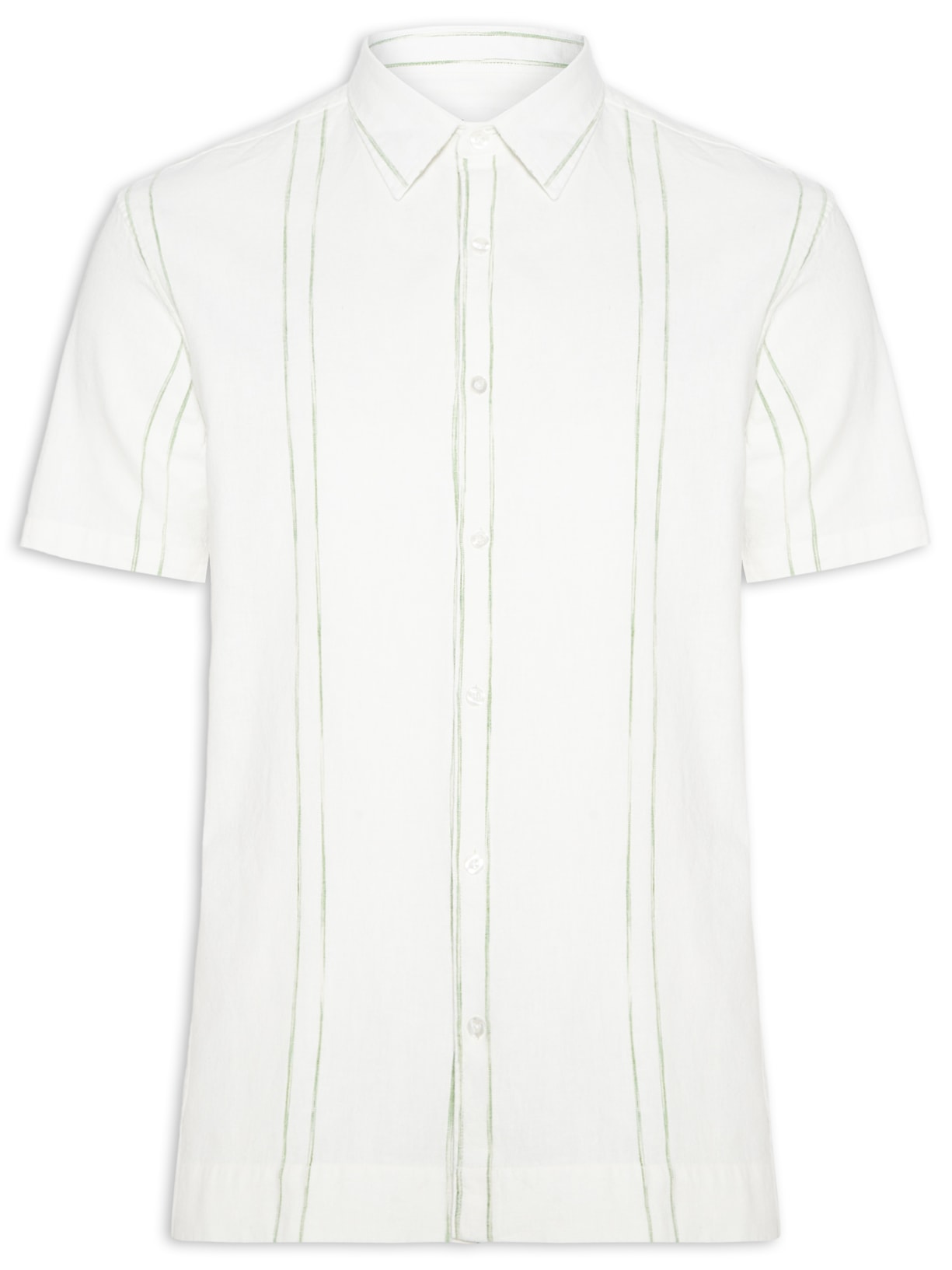 Camisa Masculina Linho Listra Summer Verde Foxton
