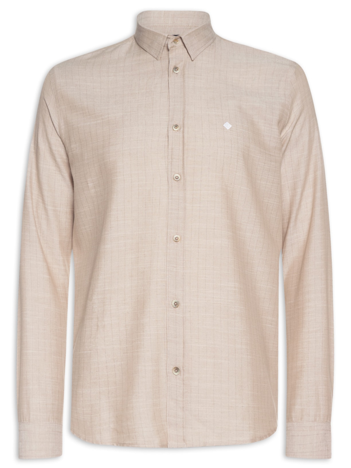 Camisa Masculina Linho Listrada Relax - Bege