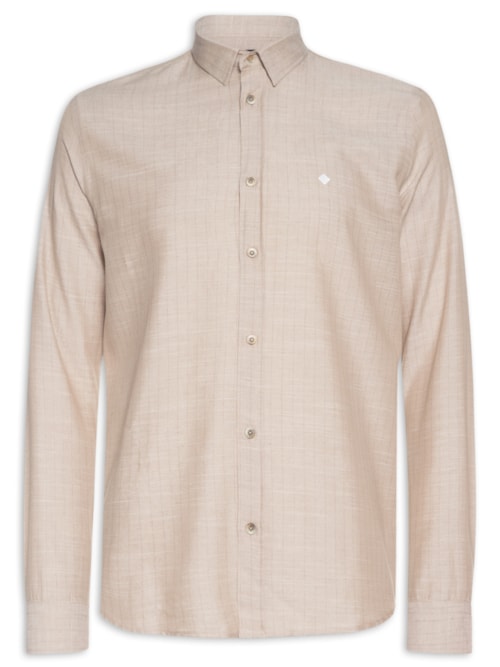 Camisa Masculina Linho Listrada Relax - Bege