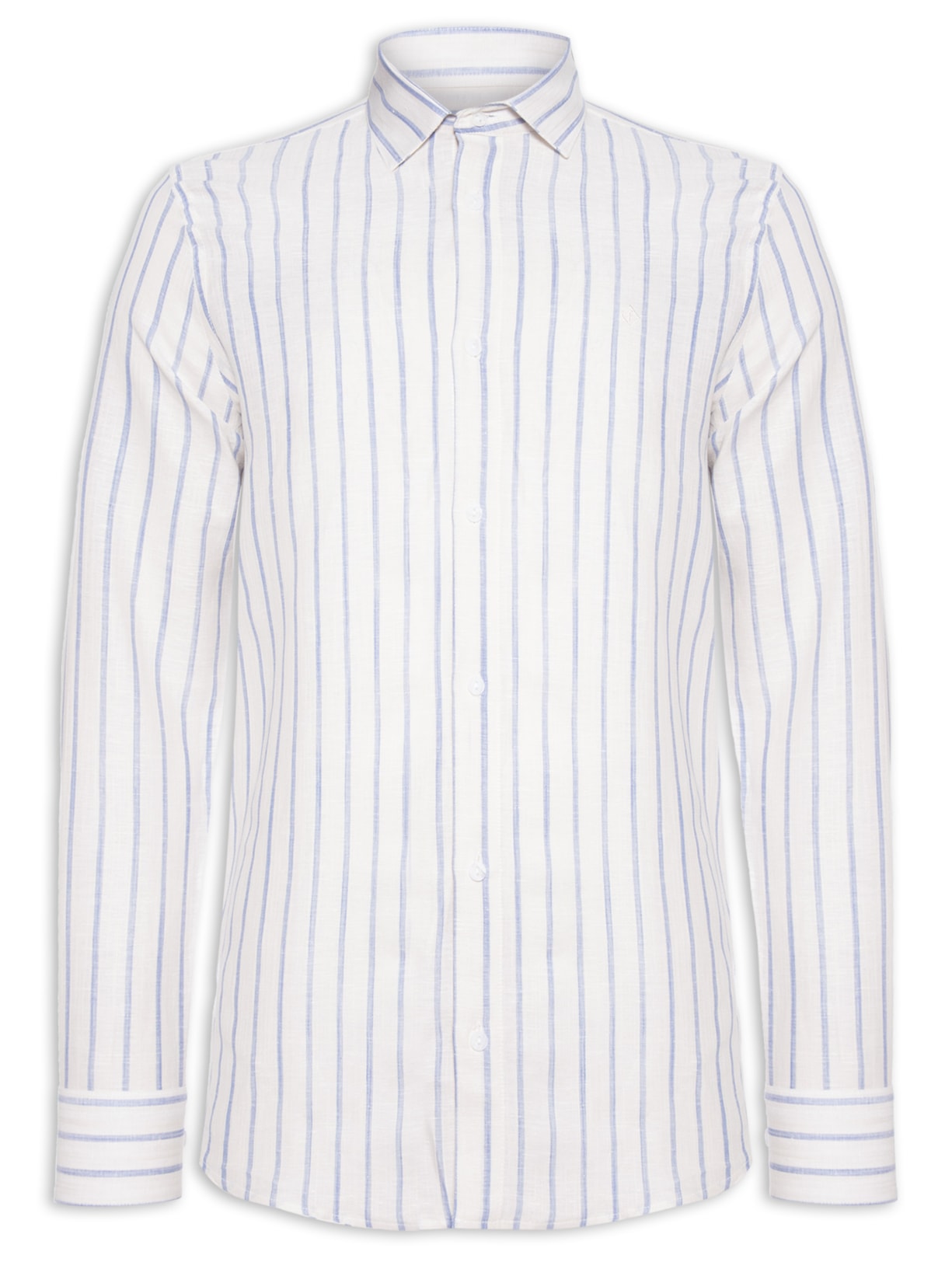 Camisa Masculina Linho Listrada Slim Fit - Off White