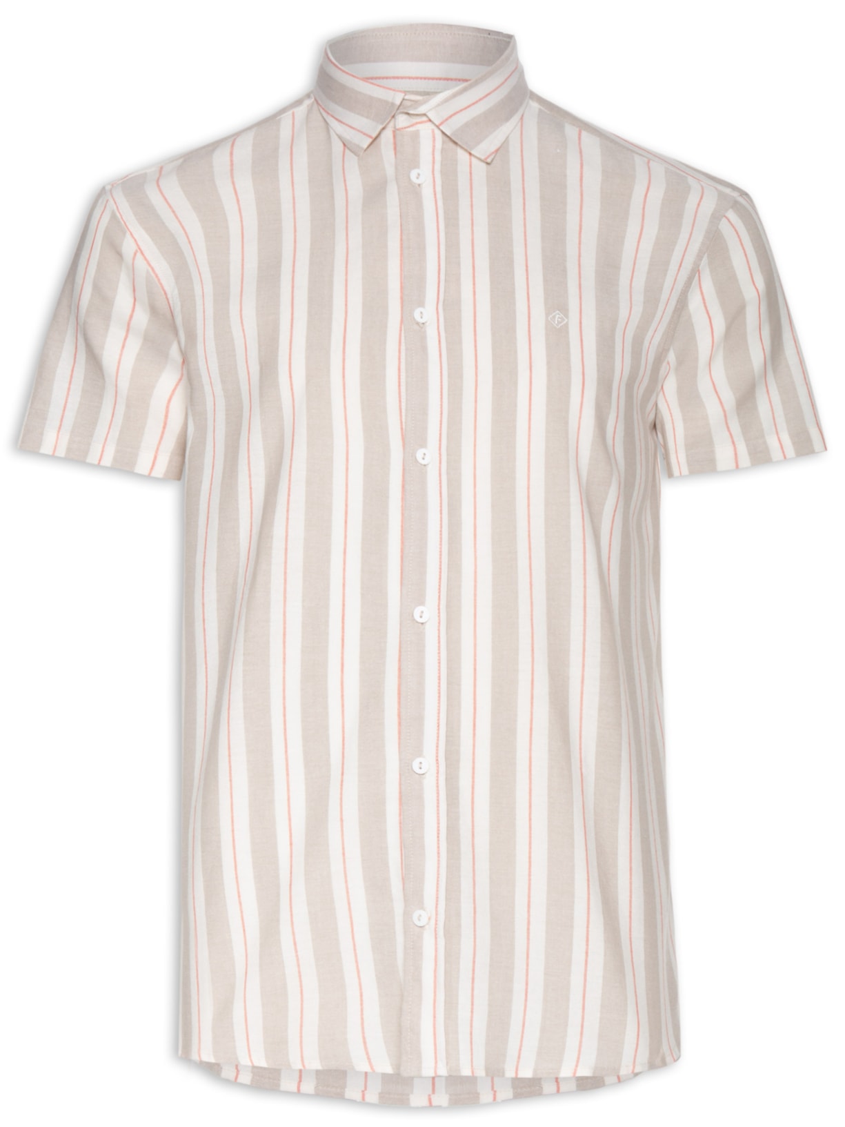 Camisa Masculina Linho Listrada St Barths - Bege
