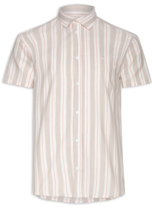 Camisa Masculina Linho Listrada St Barths - Bege