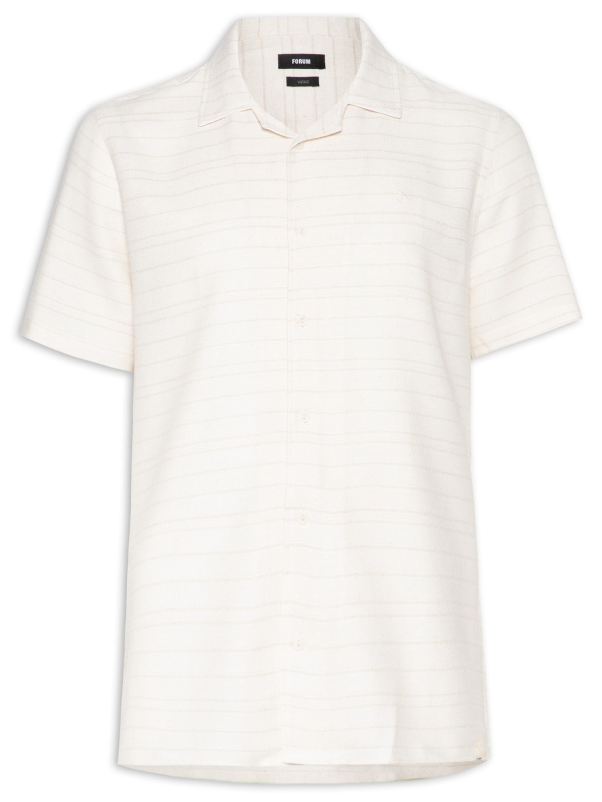 Camisa Masculina Linho Listrada Vintage - Bege