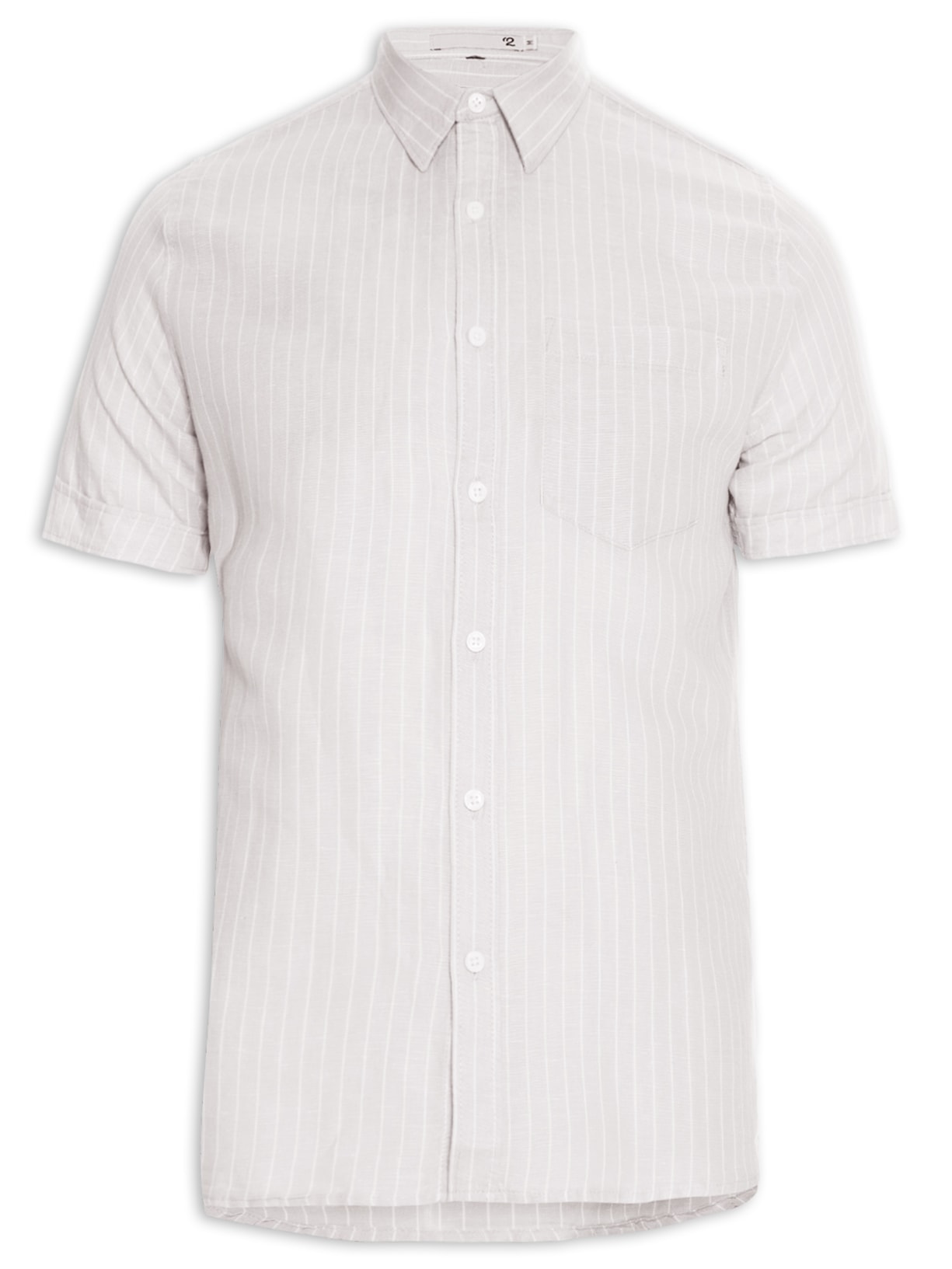 Camisa Masculina Linho Listras Cinza '2 Essential