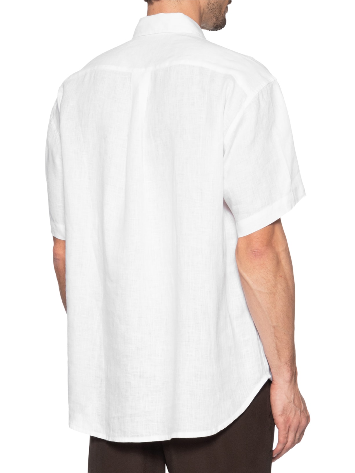 Camisa Masculina Linho Listras Desfiadas Branco Handred