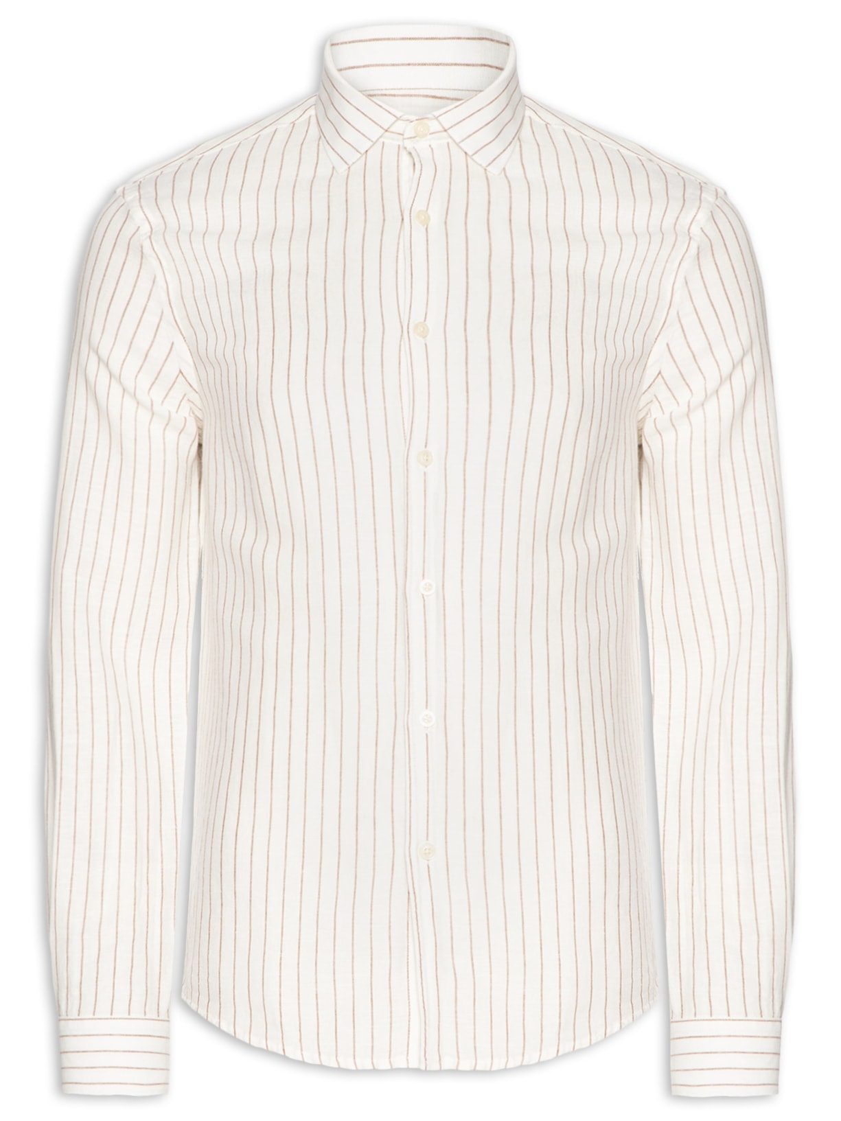 Camisa Masculina Linho Listras - Off White