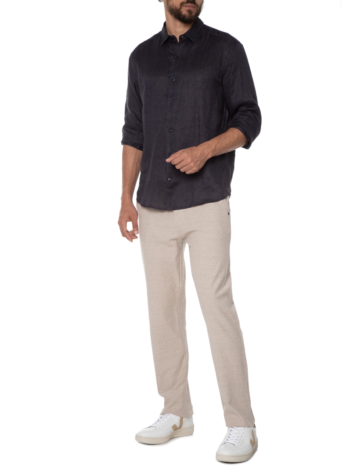 Camisa Masculina Linho Maldivas Cinza Foxton