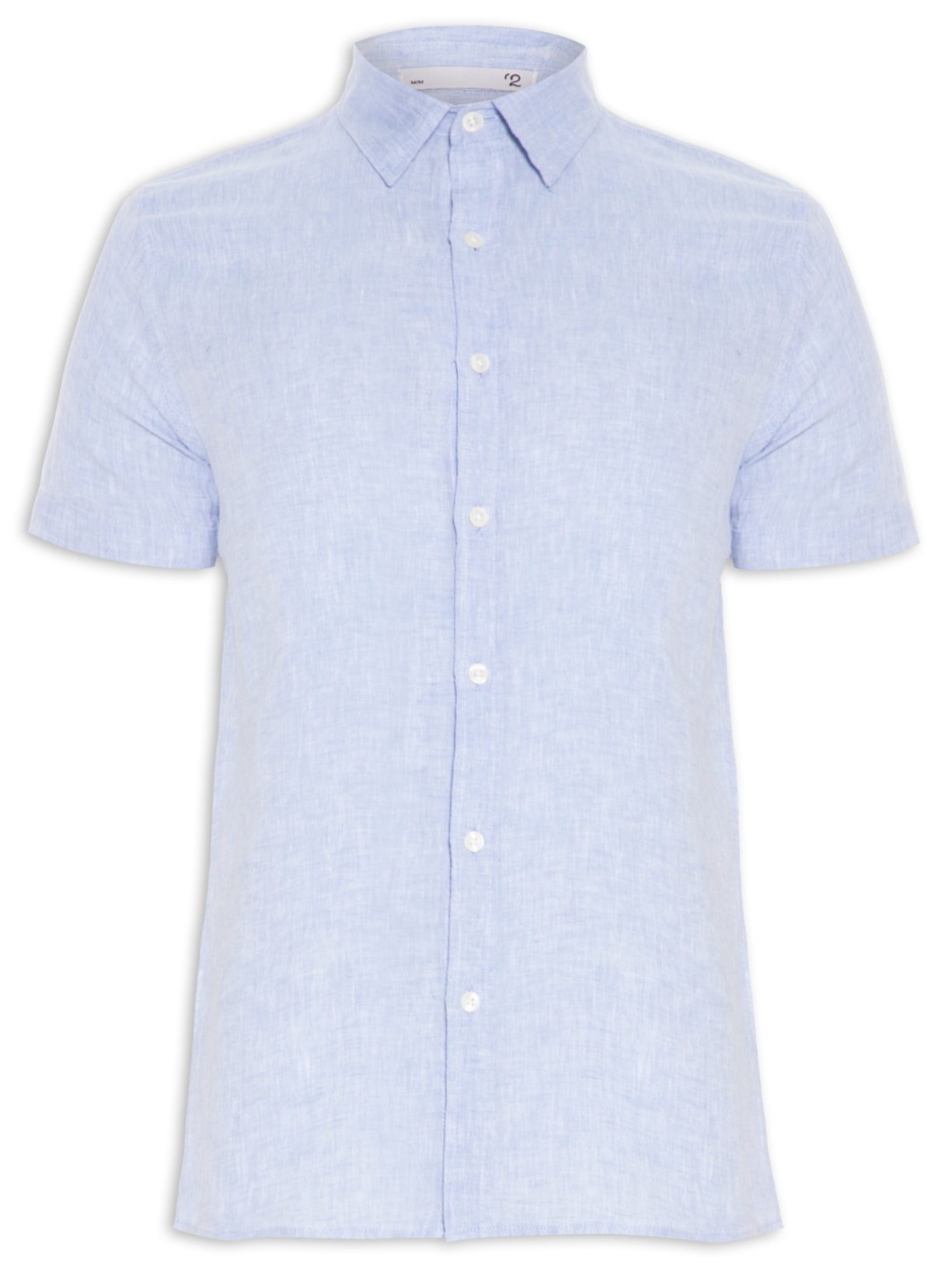 Camisa Masculina Linho Manga Curta - Azul