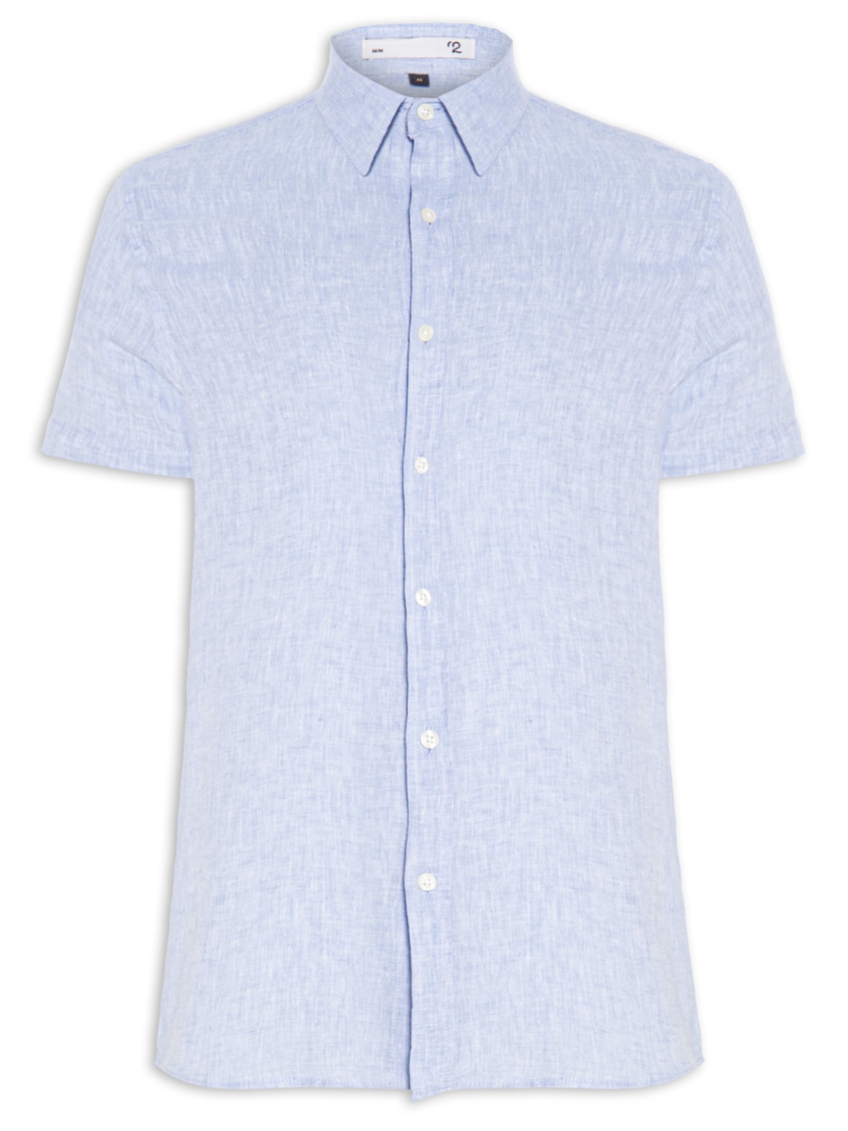 Camisa Masculina Linho Manga Curta - Azul