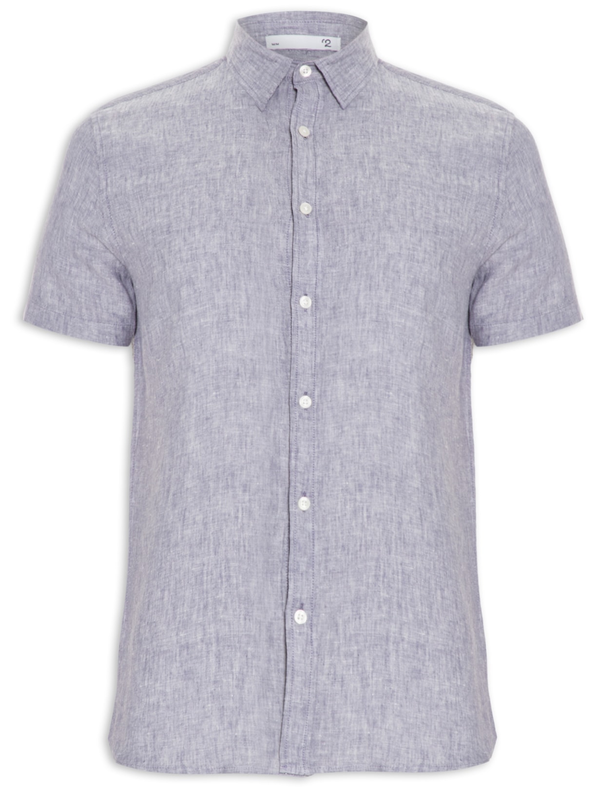 Camisa Masculina Linho Manga Curta - Azul