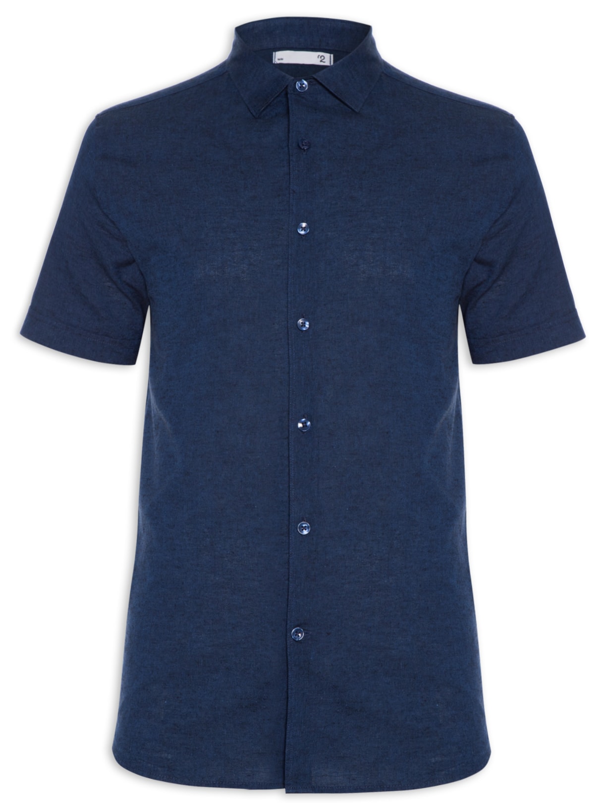 Camisa Masculina Linho Manga Curta - Azul