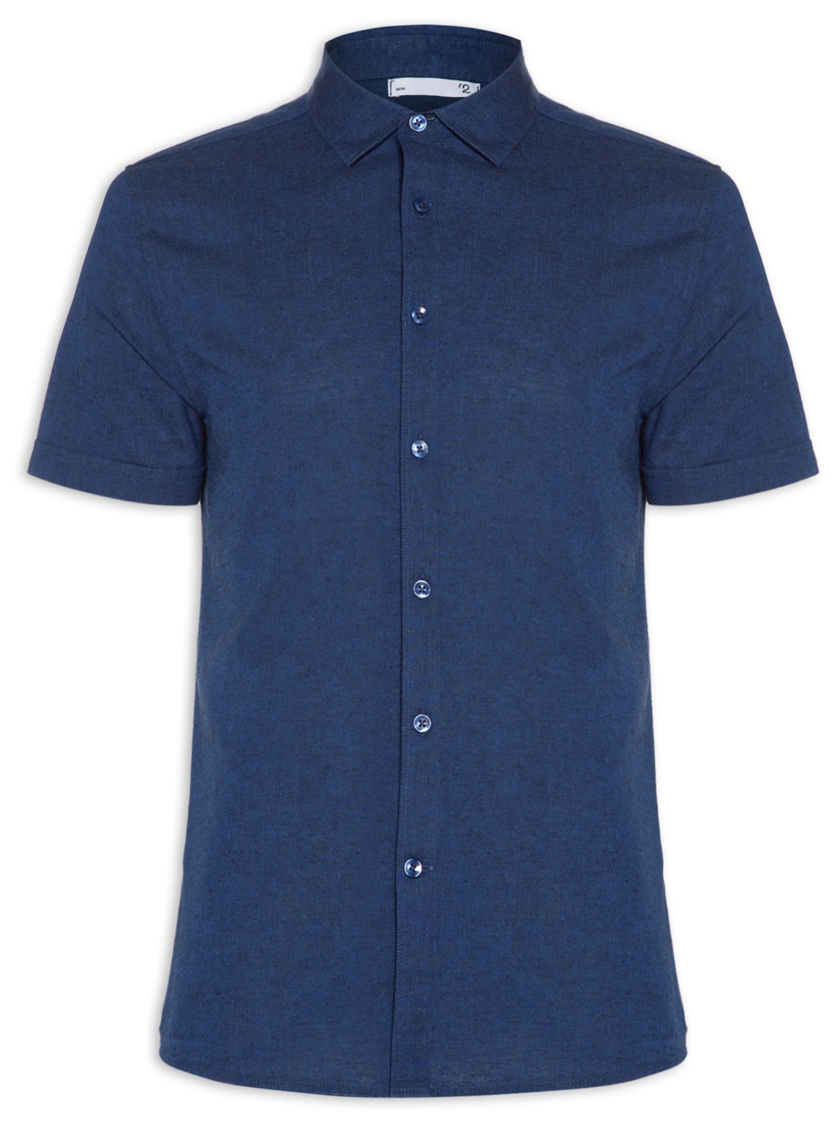 Camisa Masculina Linho Manga Curta - Azul