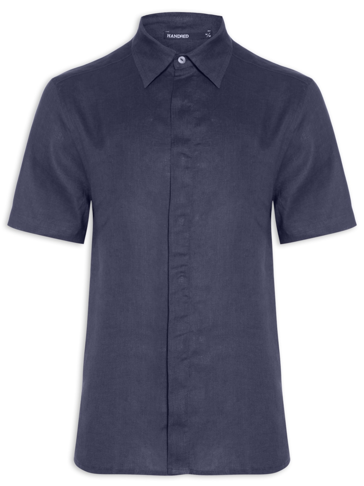 Camisa Masculina Linho Manga Curta - Azul