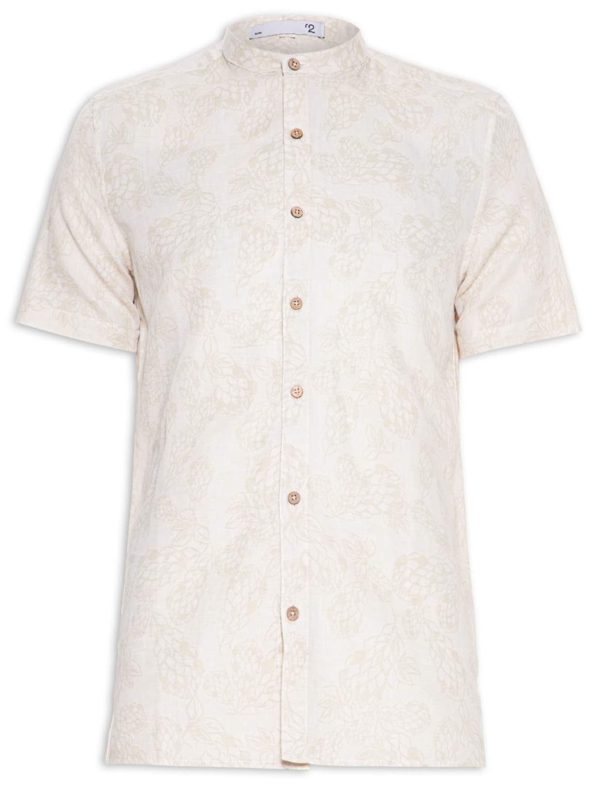 Camisa Masculina Linho Manga Curta - Bege