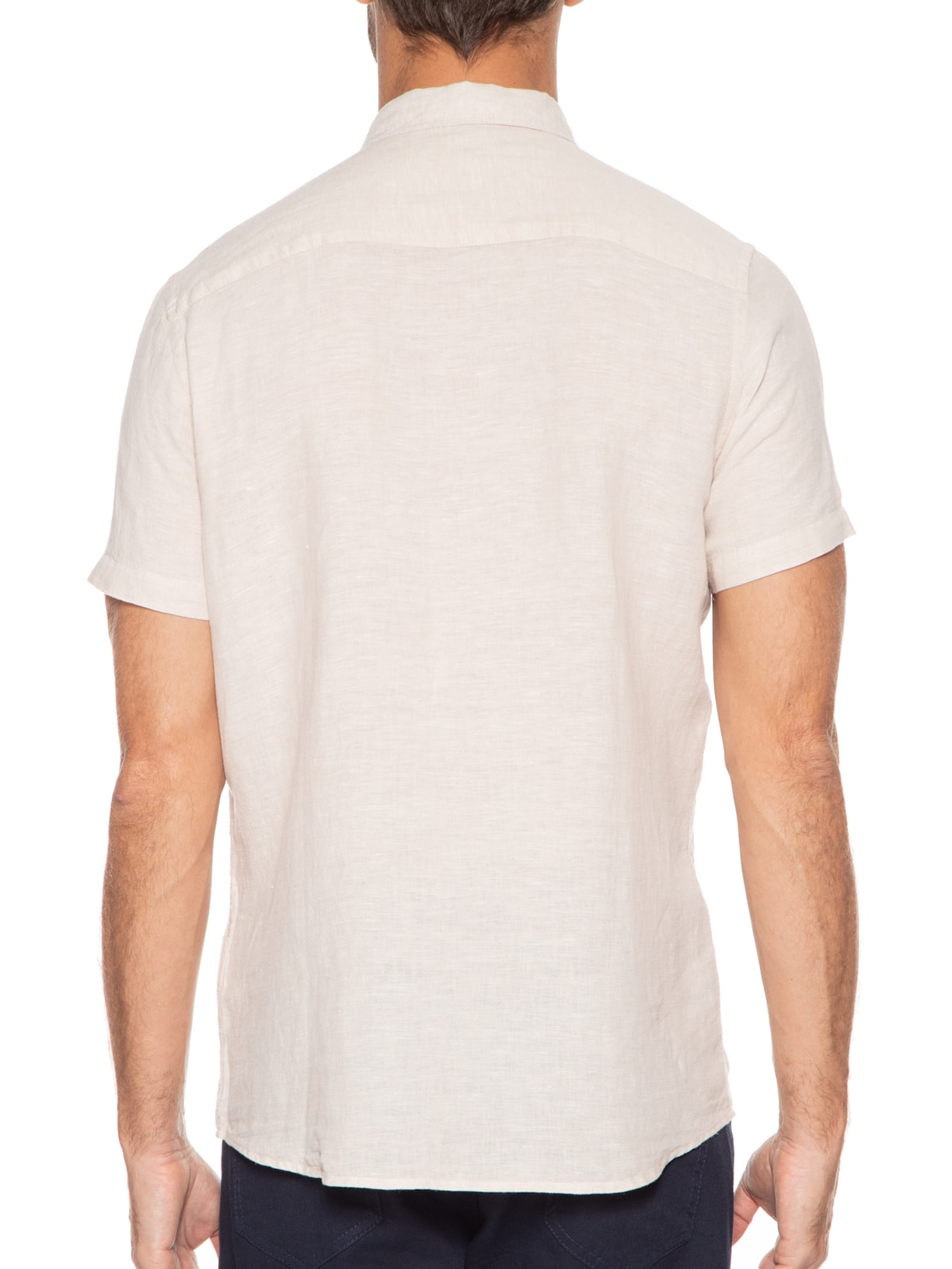 Camisa Masculina Linho Manga Curta Bege '2 Essential