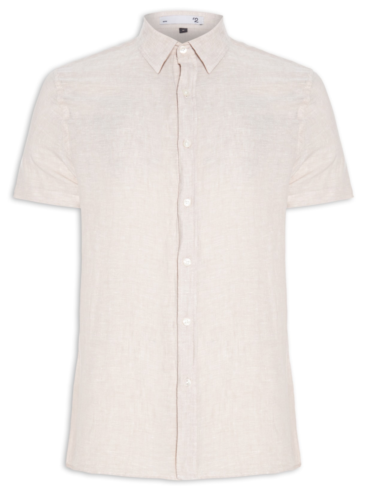 Camisa Masculina Linho Manga Curta - Bege