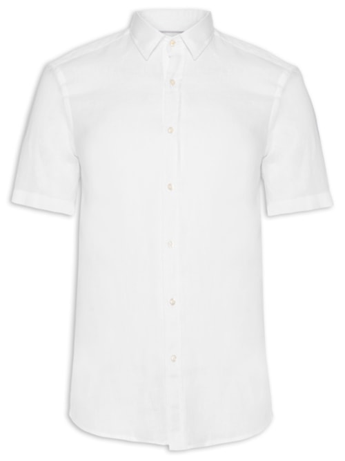 Camisa Masculina Linho Manga Curta - Branco