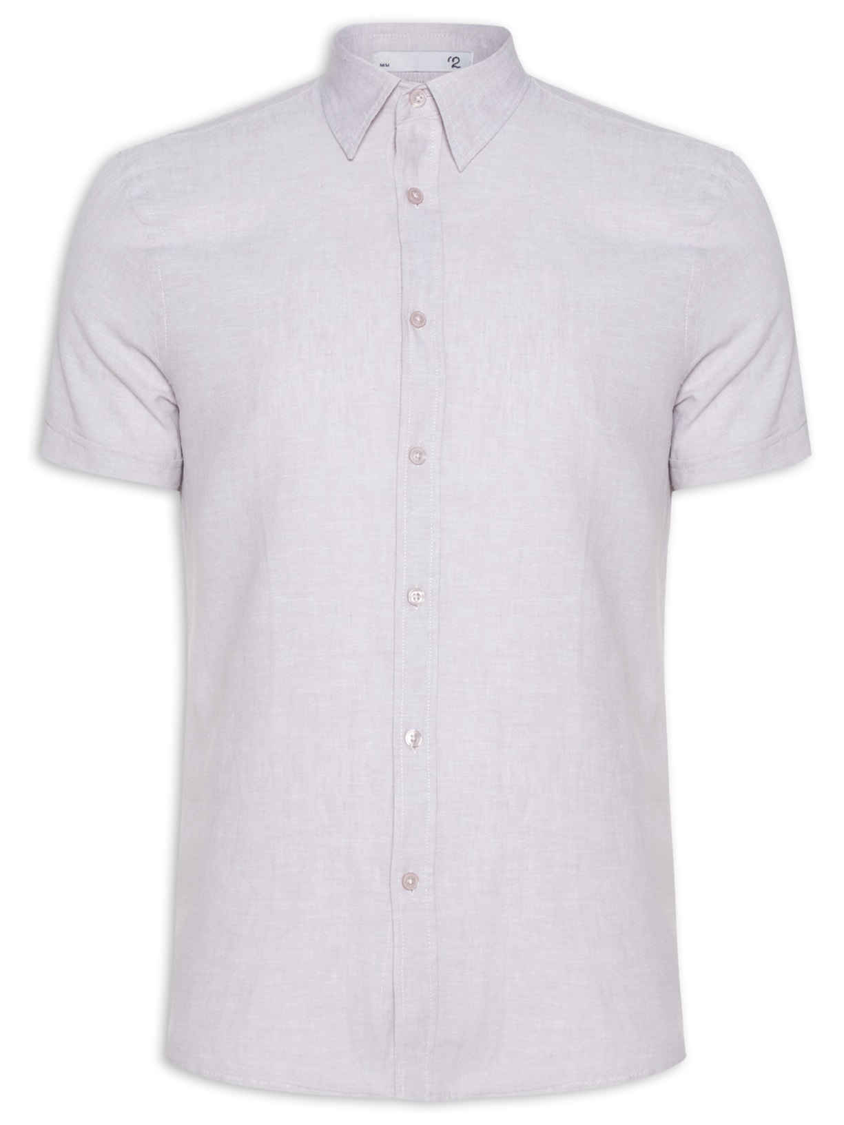 Camisa Masculina Linho Manga Curta - Cinza