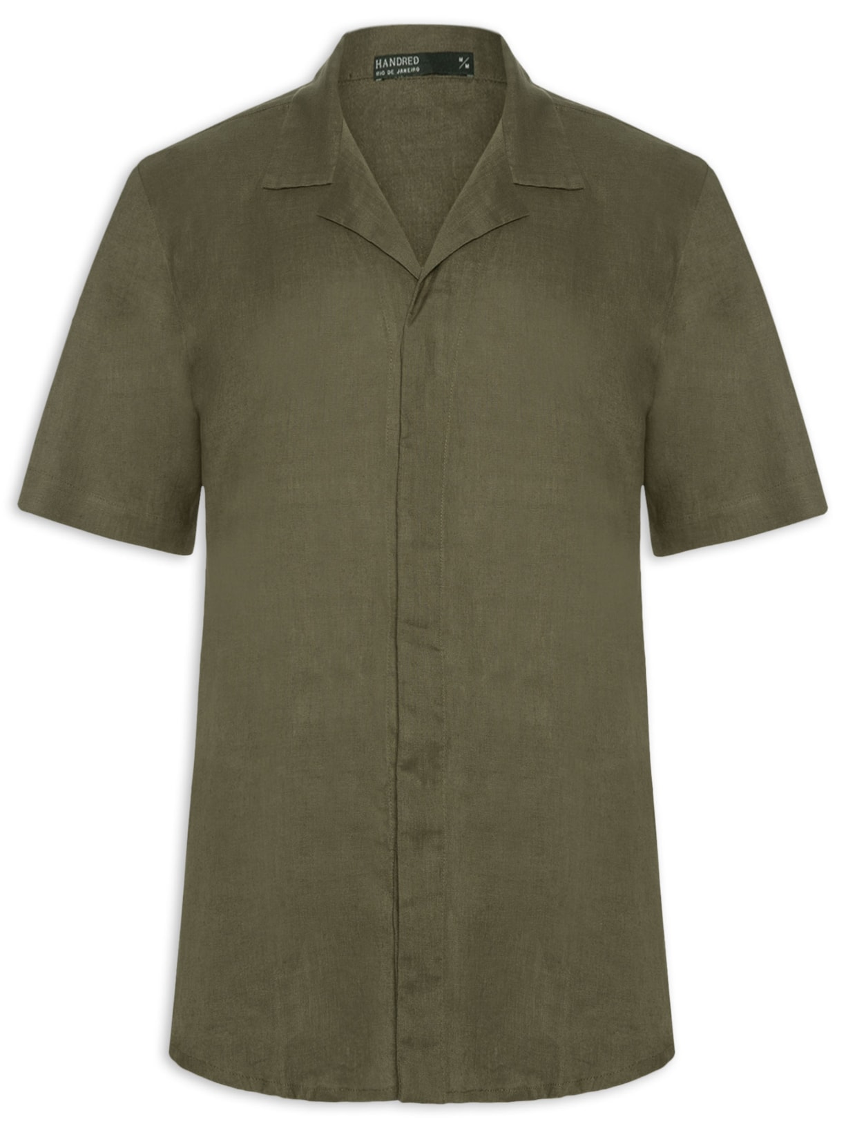 Camisa Masculina Linho Manga Curta Gola Blazer - Verde