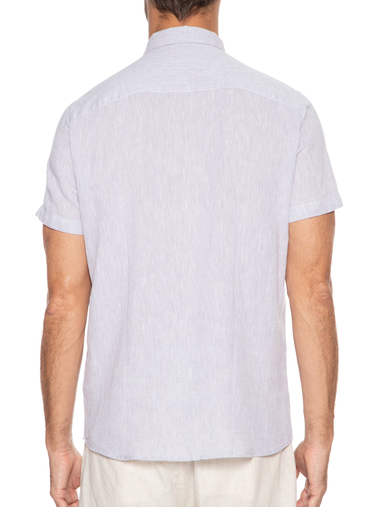 Camisa Masculina Linho Manga Curta Masculino Cinza '2 Essential