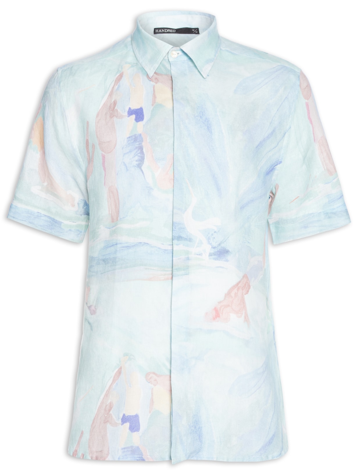 Camisa Masculina Linho Manga Curta Mergulho - Azul