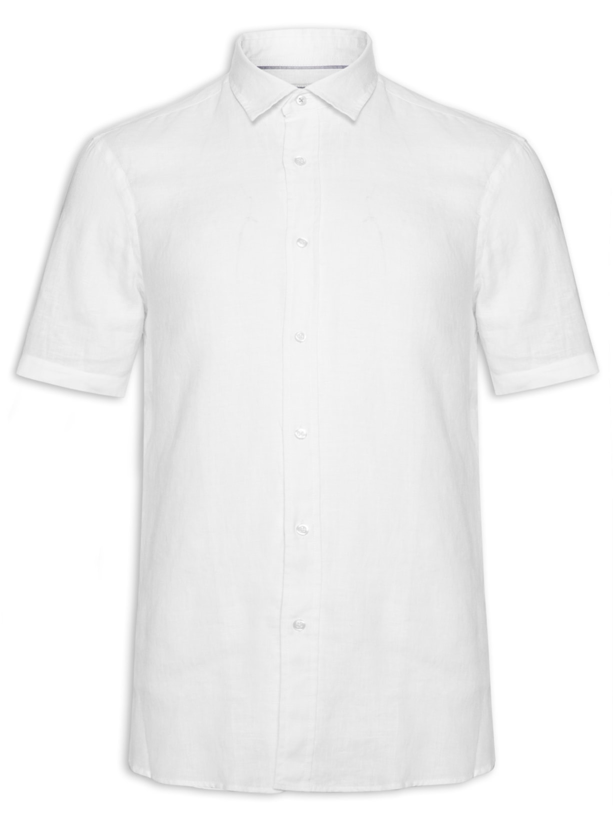 Camisa Masculina Linho Manga Curta - Off White