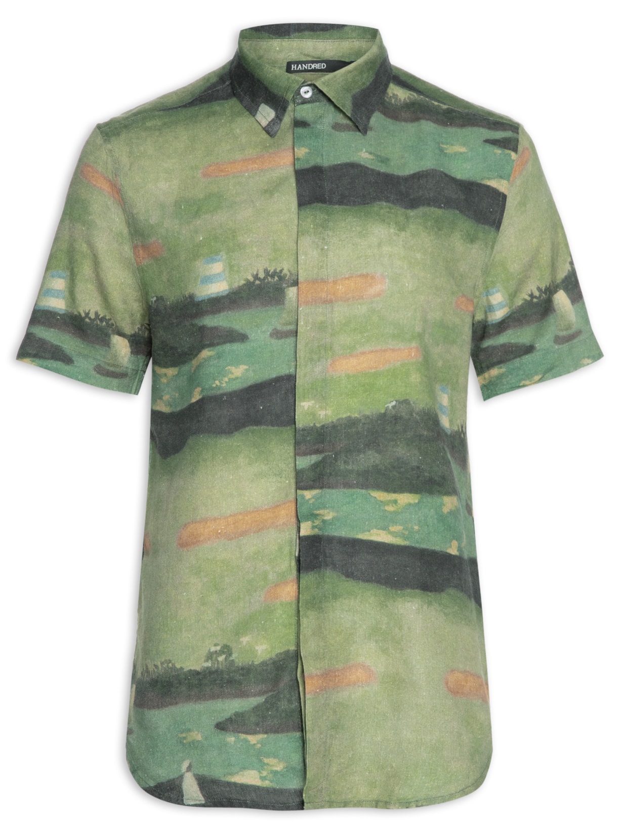 Camisa Masculina Linho Manga Curta Paraguaçu - Verde