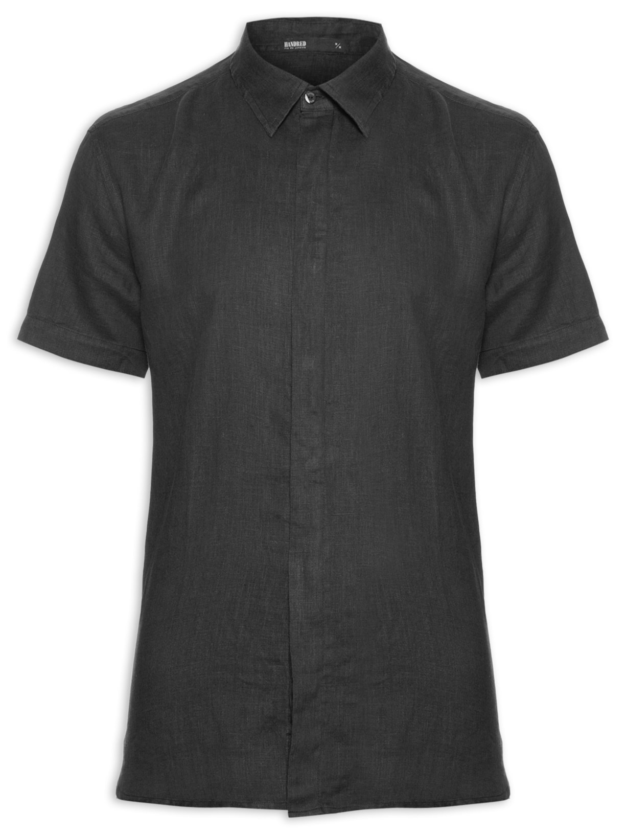 Camisa Masculina Linho Manga Curta Preto Handred