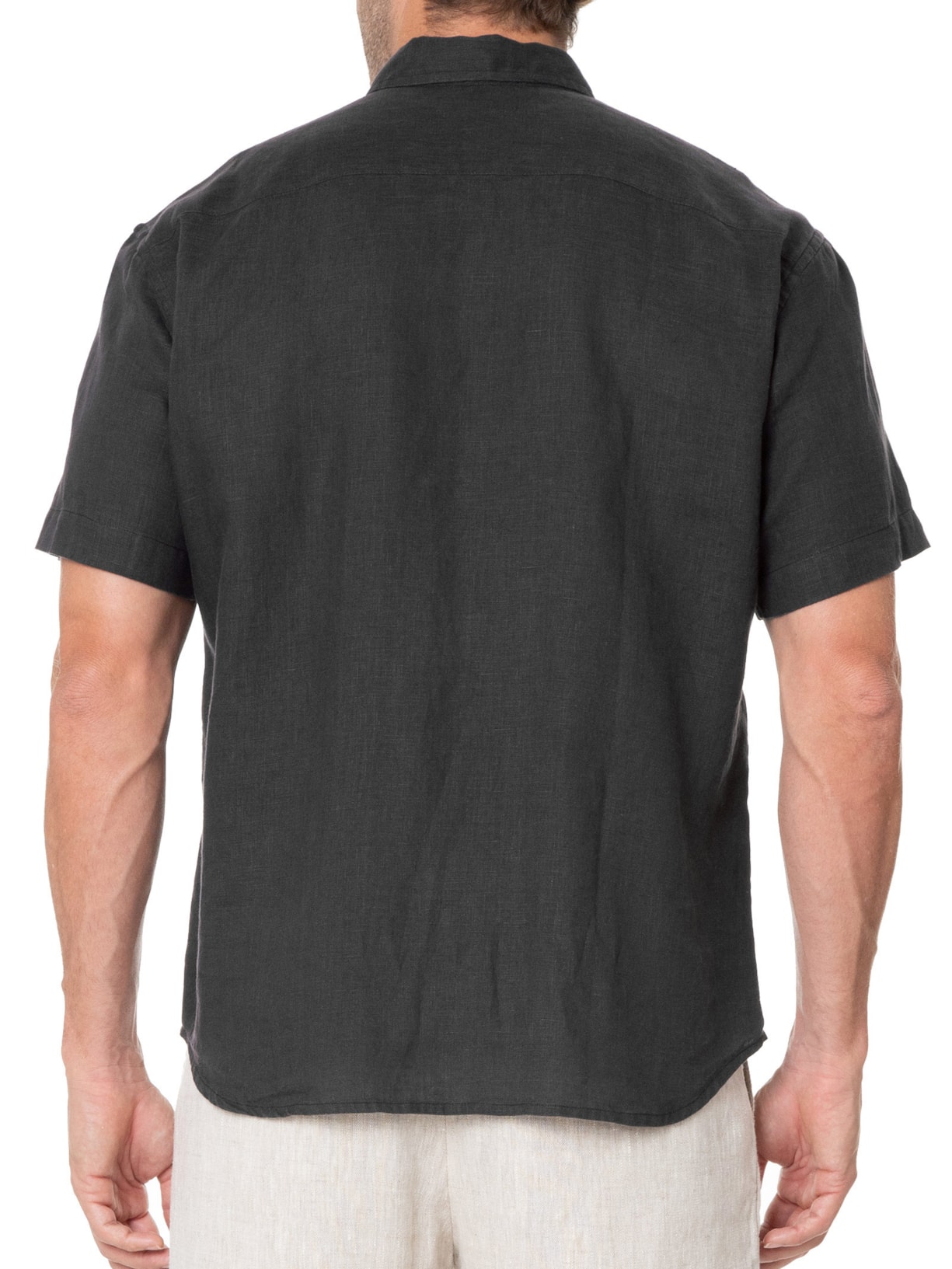 Camisa Masculina Linho Manga Curta Preto Handred