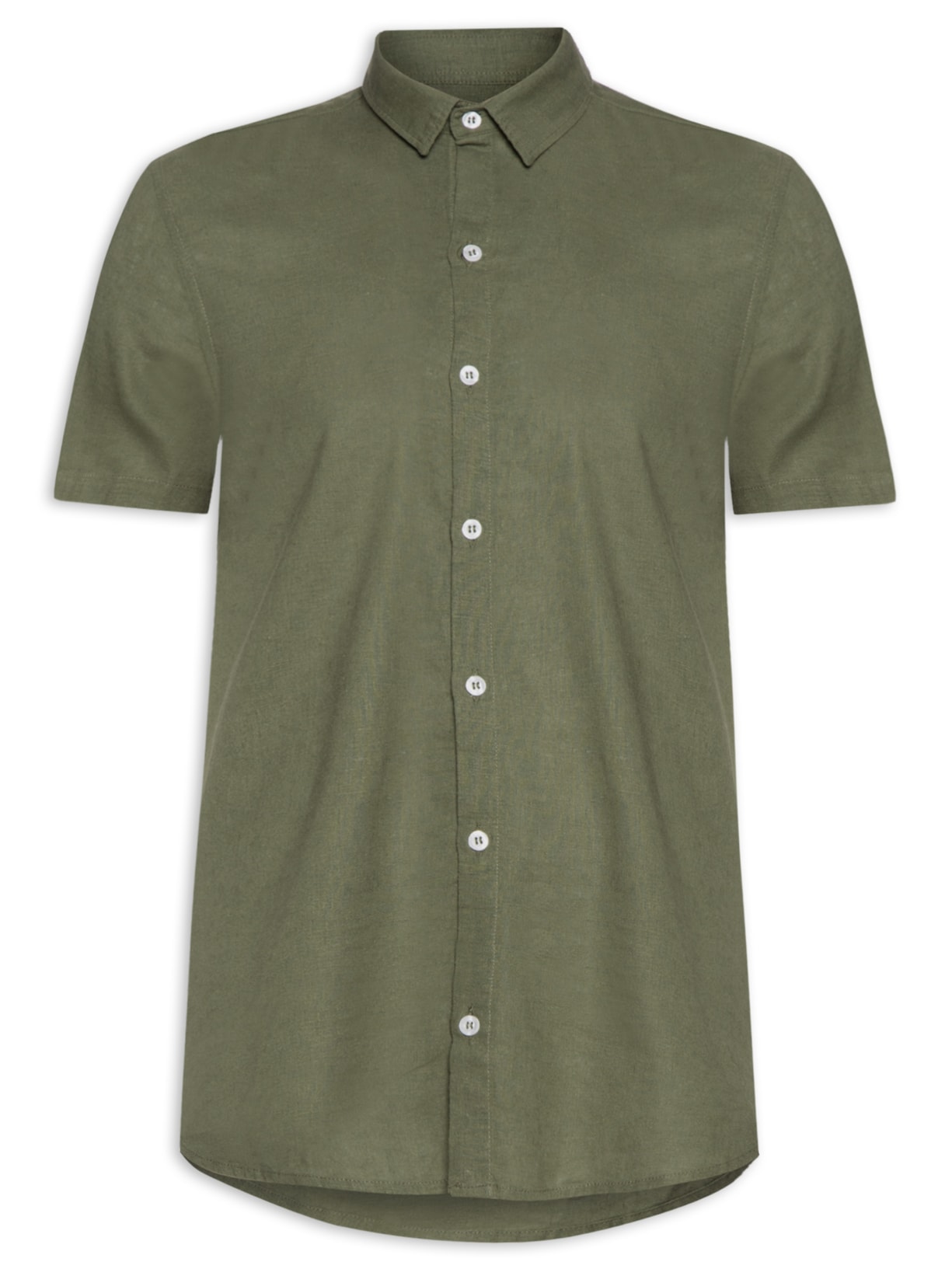 Camisa Masculina Linho Manga Curta Trancoso - Verde